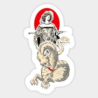 Dragon lady with magic sword Sticker